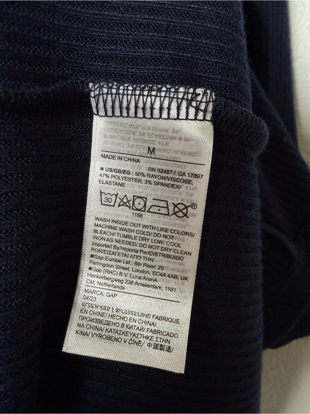 GapBody Ribbed Belted Robe Wrap Navy - size M - Picture 7 of 8
